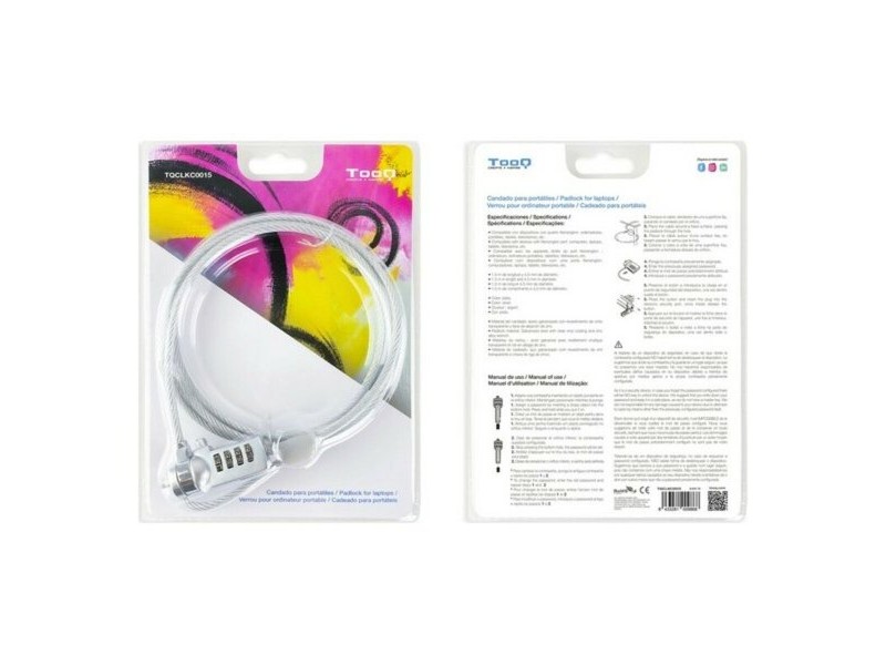 Кабел за безопасност TooQ TQCLKC0015 1,5 m Кабел за безопасност TooQ TQCLKC0015 1,5 m