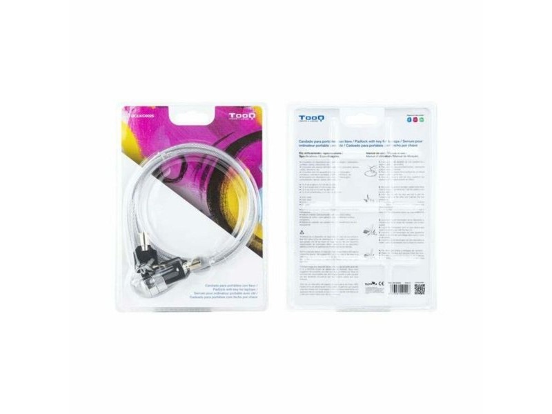 Кабел за безопасност TooQ TQCLKC0025 Лаптоп Сребро 1,5 m