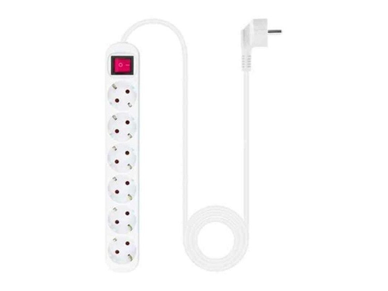 Олово NANOCABLE Regleta de enchufes de 6 tomas con interruptor, 1.4 metros Blanca