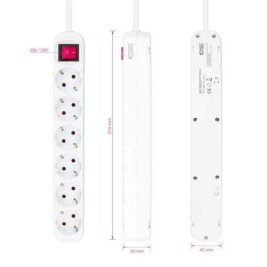 Олово NANOCABLE Regleta de enchufes de 6 tomas con interruptor, 1.4 metros Blanca
