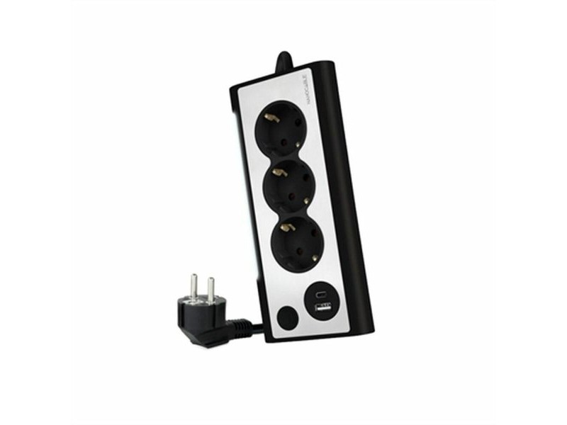 Schuko 3 начина многофункционален адаптер за контакт NANOCABLE 10.37.0013-BK USB x 2