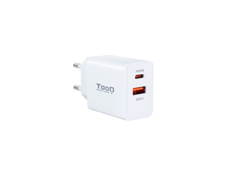 Зарядно за стена TooQ TQWC-2SC04WT 20 W Бял