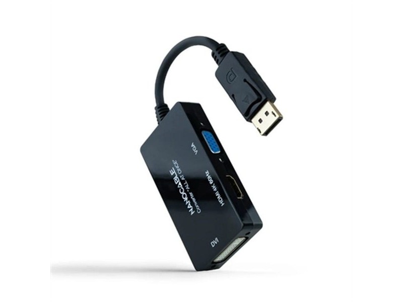 Адаптер за DisplayPort към VGA/DVI/HDMI NANOCABLE 10.16.3301-ALL Черен 20 cm