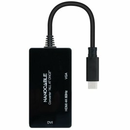 Адаптер за USB-C към VGA/HDMI/DVI NANOCABLE 10.16.4301-ALL 20 cm Черен