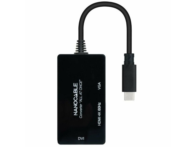 Адаптер за USB-C към VGA/HDMI/DVI NANOCABLE 10.16.4301-ALL 20 cm Черен