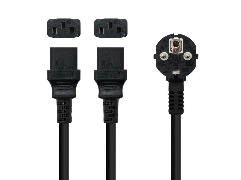 Захранващ кабел NANOCABLE 2xC13/H Черен 1,8 m