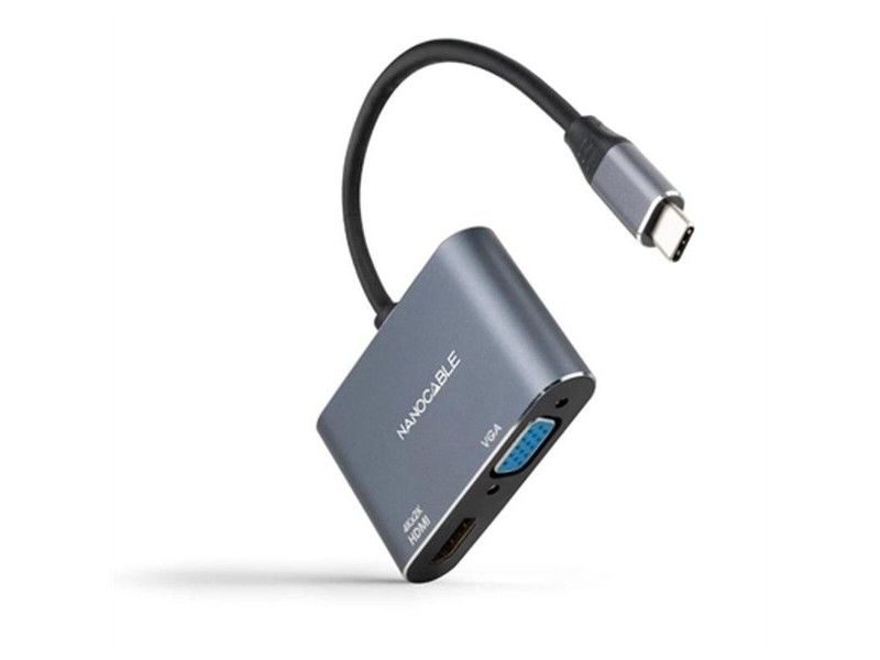 Адаптер за USB-C към VGA/HDMI NANOCABLE 10.16.4303 Сив 4K Ultra HD