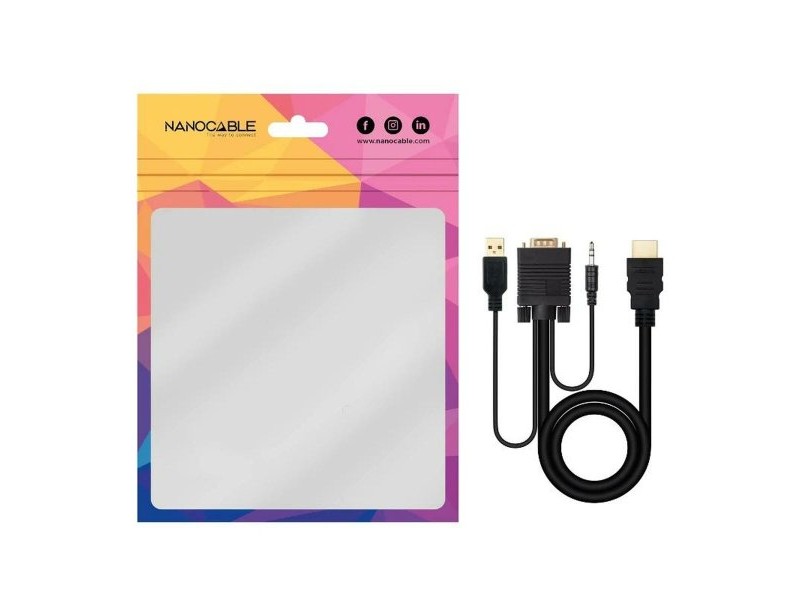 Адаптер за HDMI към VGA с аудио NANOCABLE 10.15.4350 1,8 m Черен