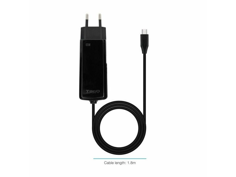 Зарядно за стена TooQ TQLC-USBCGAN65PD-C Черен 65 W