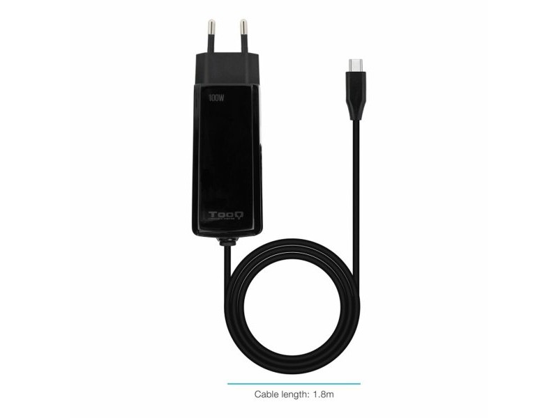 Зарядно за стена TooQ TQLC-USBCGAN100PD-C Черен 100 W