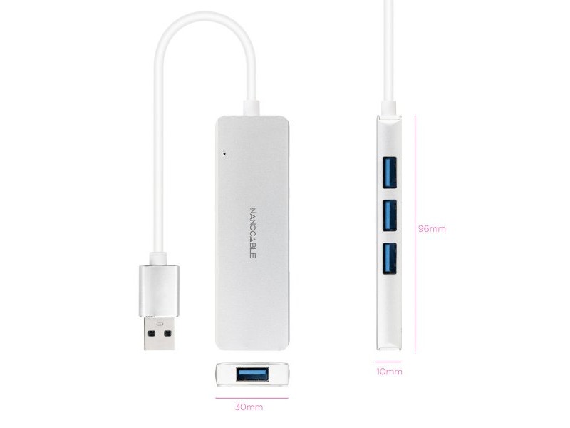 USB извод NANOCABLE 10.16.4602 Сребрист