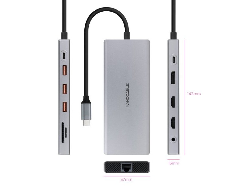 USB извод NANOCABLE 10.16.4612 Сив 100 W