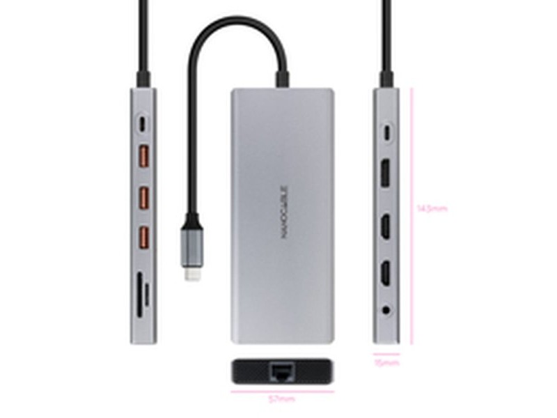 USB извод NANOCABLE 10.16.4612 Сив 100 W
