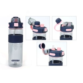 Бутилка с Капак и Сламка Bewinner Многоцветен Прозрачен 900 ml