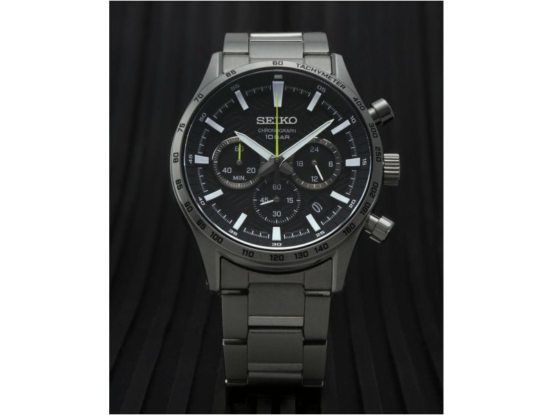 Мъжки часовник Seiko SSB413P1 Черен Сребрист