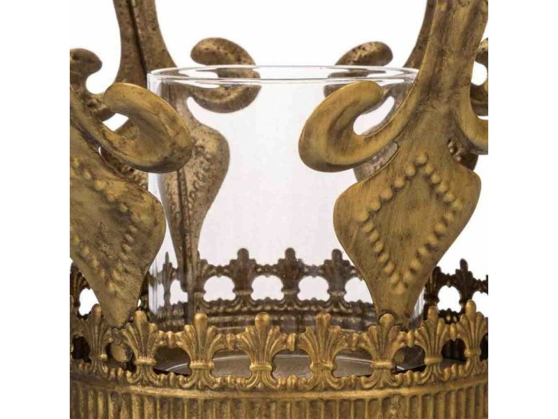 Поставка за свещ Alexandra House Living Златен Cтъкло Желязо 26 x 33 x 26 cm