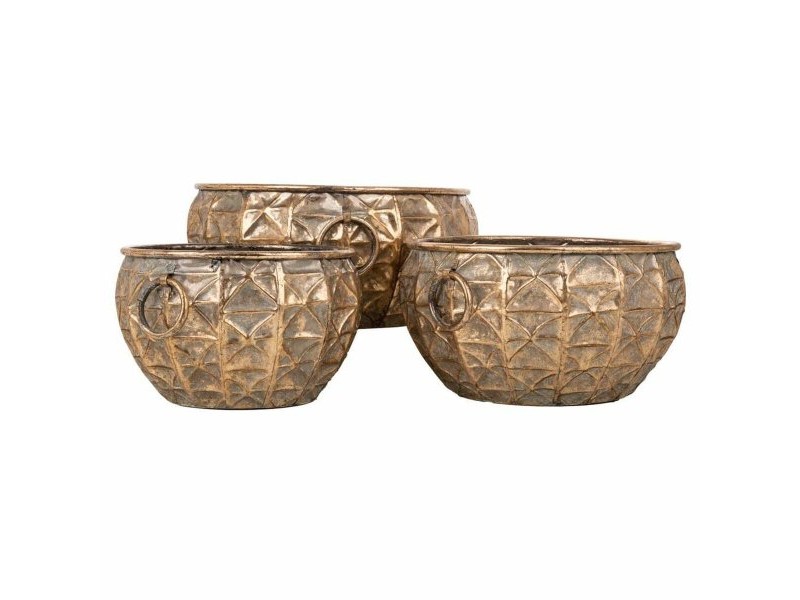 Комплект саксии Alexandra House Living Златен Желязо 37 x 18 x 38 cm 3 Части