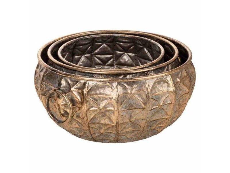Комплект саксии Alexandra House Living Златен Желязо 37 x 18 x 38 cm 3 Части