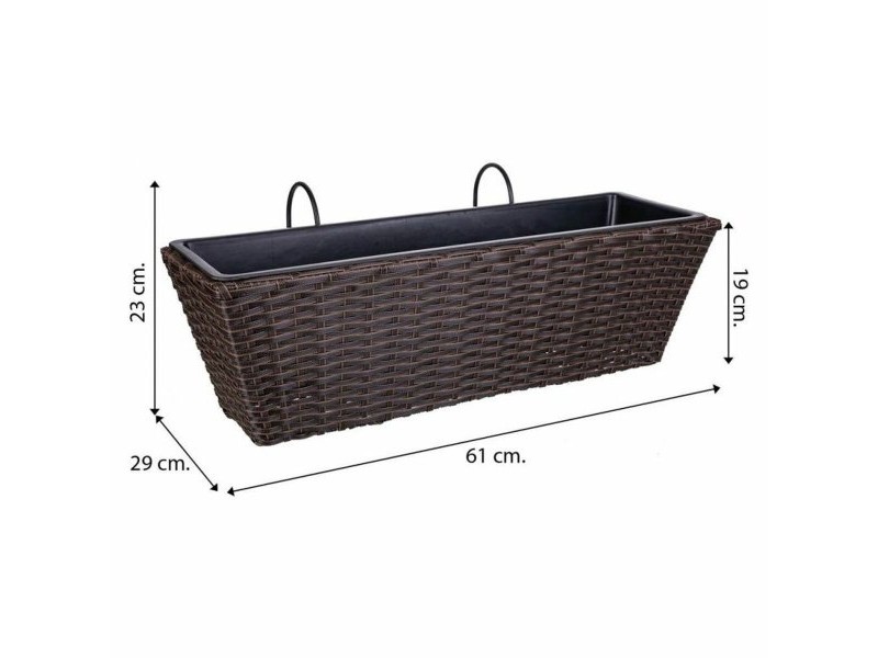Саксия за парапети Alexandra House Living Кафяв Желязо Pатан Пластмаса 20 x 19 x 61 cm