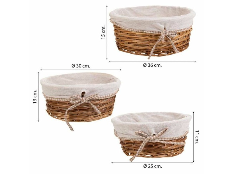 Комплект кошове Alexandra House Living плетена ракита Върбово дърво 30 x 13 x 30 cm 25 x 25 x 11 cm 36 x 15 x 36 cm 3 Части