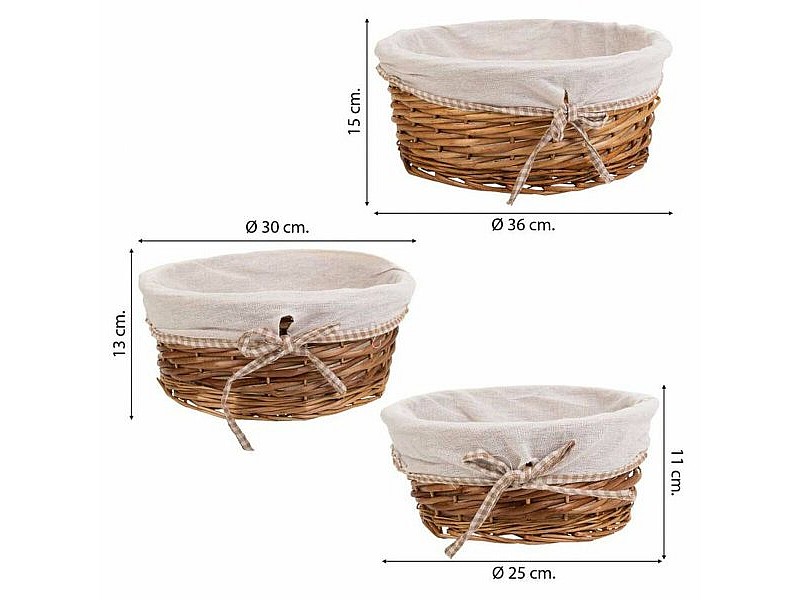 Комплект кошове Alexandra House Living плетена ракита Върбово дърво 30 x 13 x 30 cm 25 x 25 x 11 cm 36 x 15 x 36 cm 3 Части