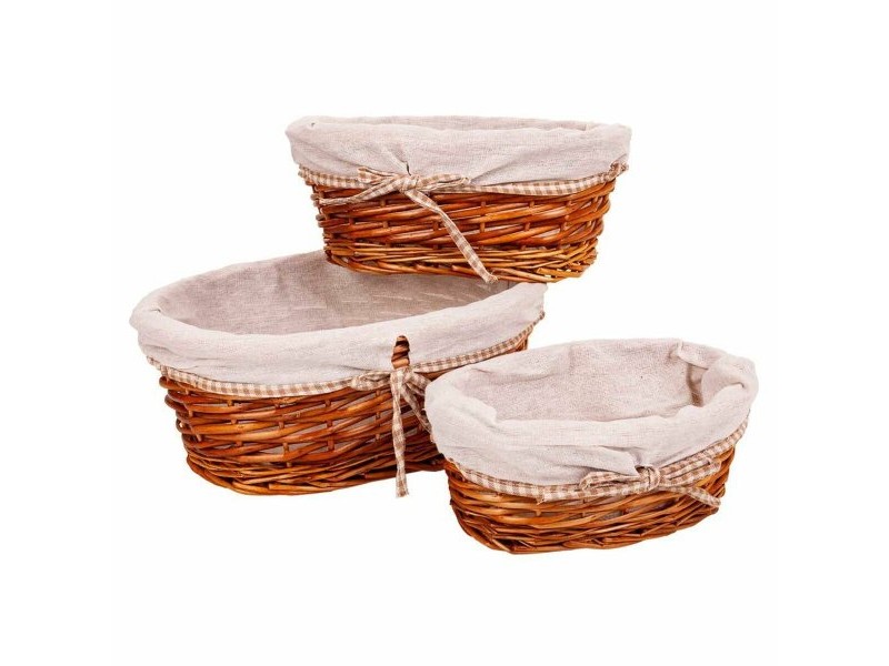 Комплект кошове Alexandra House Living плетена ракита Върбово дърво 26 x 15 x 36 cm 31 x 21 x 13 cm 26 x 17 x 11 cm 3 Части