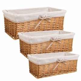 Комплект кошове Alexandra House Living плетена ракита Върбово дърво 25 x 17 x 48 cm 42 x 20,5 x 15 cm 35 x 16 x 14 cm 3 Части