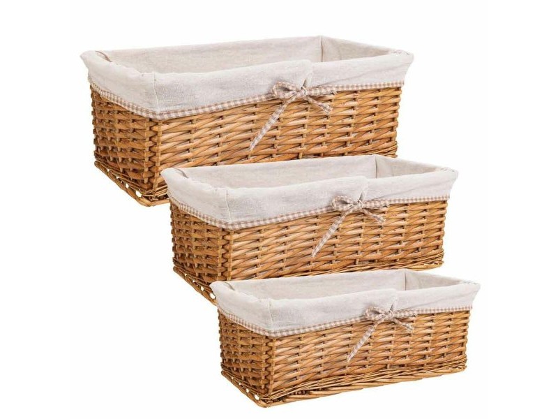 Комплект кошове Alexandra House Living плетена ракита Върбово дърво 25 x 17 x 48 cm 42 x 20,5 x 15 cm 35 x 16 x 14 cm 3 Части