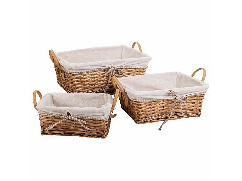 Комплект кошове Alexandra House Living плетена ракита Върбово дърво 29 x 20 x 12 cm 30 x 16 x 42 cm 34 x 16 x 14 cm 3 Части