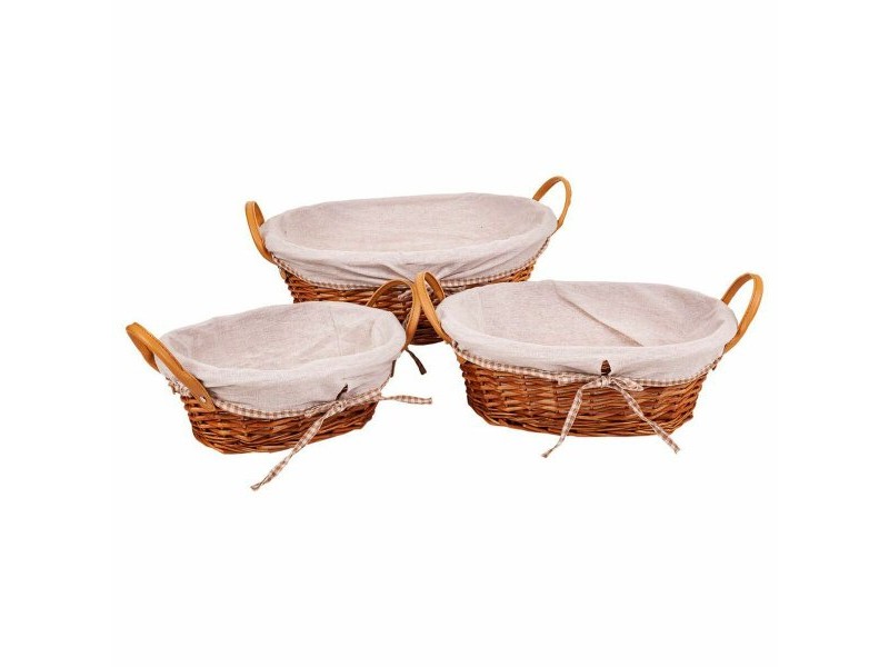 Комплект кошове Alexandra House Living плетена ракита Върбово дърво 38 x 29 x 14 cm 34 x 16 x 44 cm 31,5 x 23,5 x 12 cm 3 Части