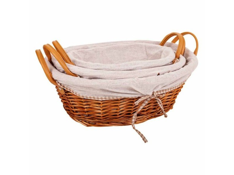 Комплект кошове Alexandra House Living плетена ракита Върбово дърво 38 x 29 x 14 cm 34 x 16 x 44 cm 31,5 x 23,5 x 12 cm 3 Части