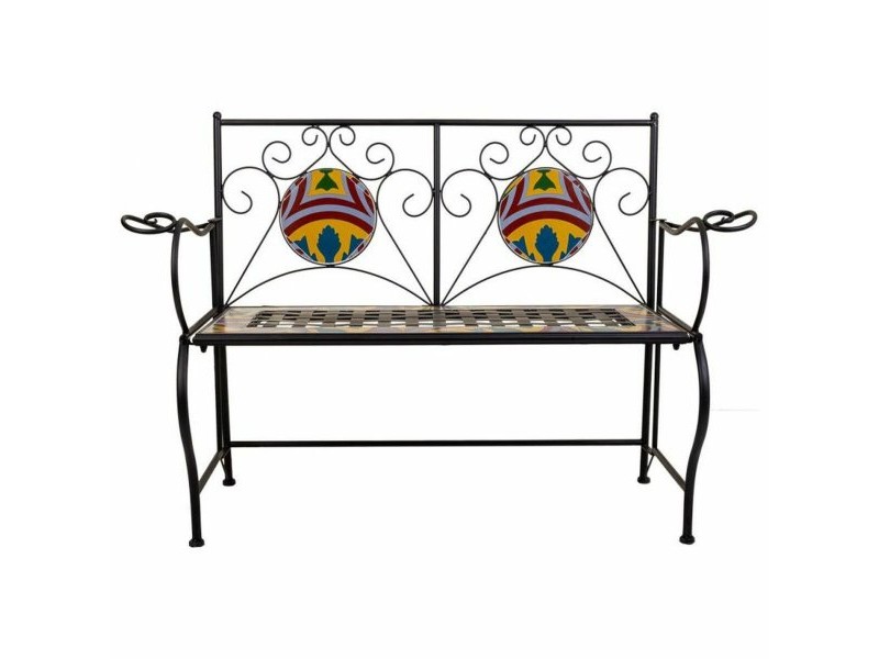 Пейка Alexandra House Living Черен Желязо Плочка 50 x 88 x 110 cm Пейка Alexandra House Living Черен Желязо Плочка 50 x 88 x 110 cm