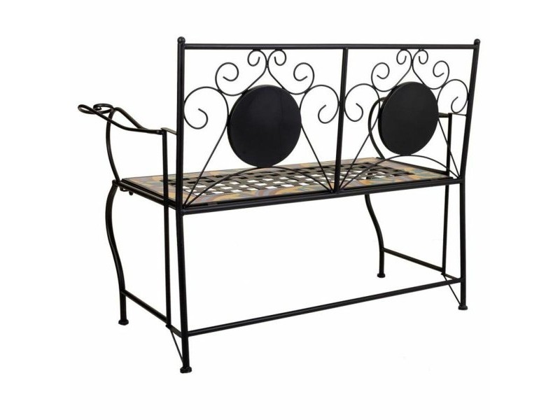 Пейка Alexandra House Living Черен Желязо Плочка 50 x 88 x 110 cm Пейка Alexandra House Living Черен Желязо Плочка 50 x 88 x 110 cm