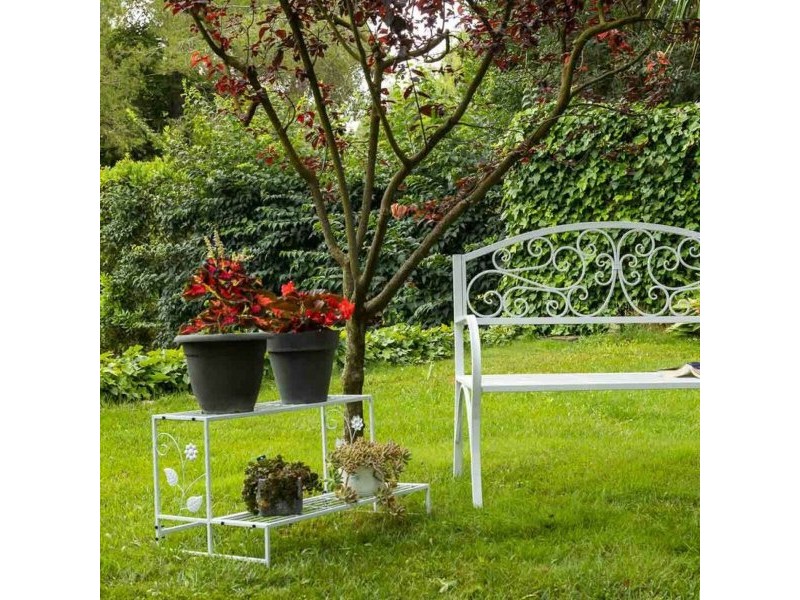 Поставка за Саксия Alexandra House Living Бял Желязо 44 x 44 x 80 cm