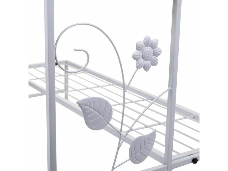Поставка за Саксия Alexandra House Living Бял Желязо 44 x 44 x 80 cm