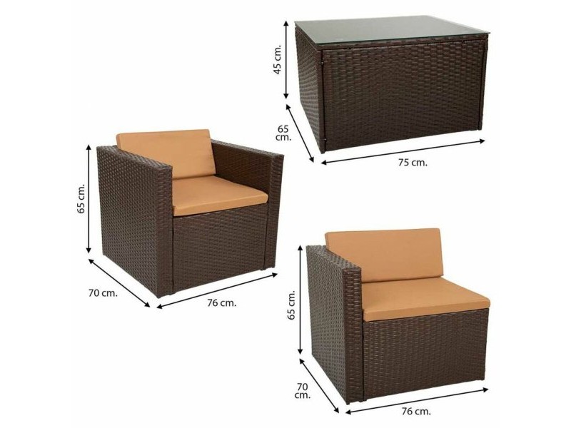 Градински мебели Alexandra House Living Кафяв 65 x 45 x 75 cm 4 Части