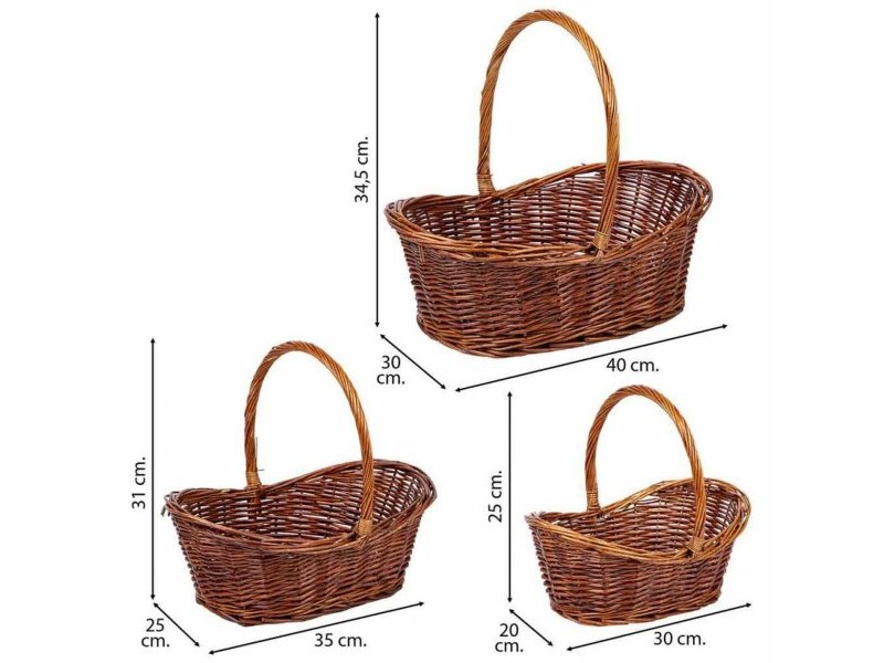 Игра на Кошници Alexandra House Living плетена ракита Върбово дърво 3 Части