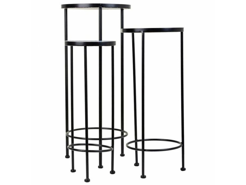 Поставка за Саксия Alexandra House Living Черен Желязо Плочка 30 x 68 x 30 cm 3 Части