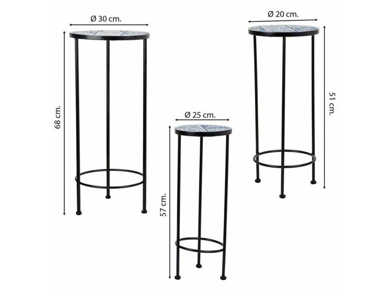 Поставка за Саксия Alexandra House Living Черен Желязо Плочка 30 x 68 x 30 cm 3 Части