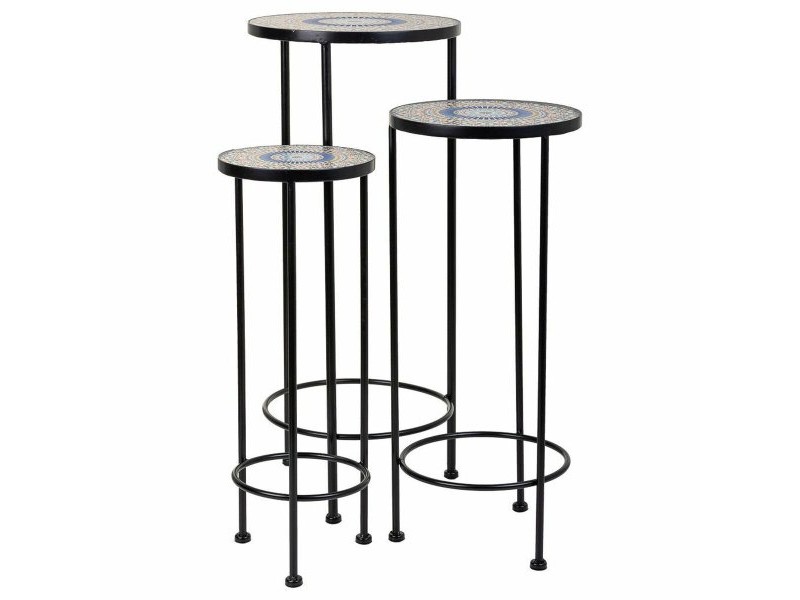Поставка за Саксия Alexandra House Living Черен Желязо Плочка 30 x 68 x 30 cm 3 Части