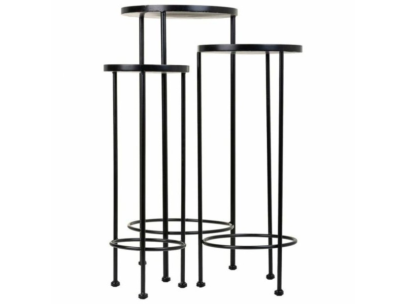 Поставка за Саксия Alexandra House Living Черен Желязо Плочка 30 x 68 x 30 cm 3 Части
