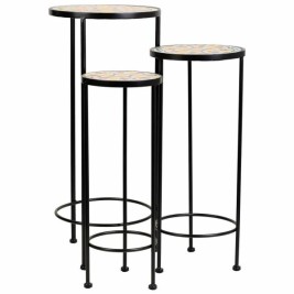 Поставка за Саксия Alexandra House Living Черен Желязо Плочка 30 x 68 x 30 cm 3 Части