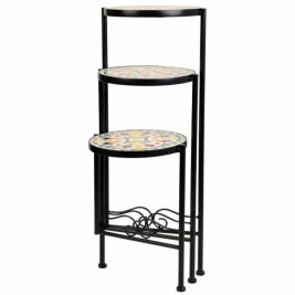 Поставка за Саксия Alexandra House Living Черен Желязо Плочка 30 x 68 x 30 cm 3 Части