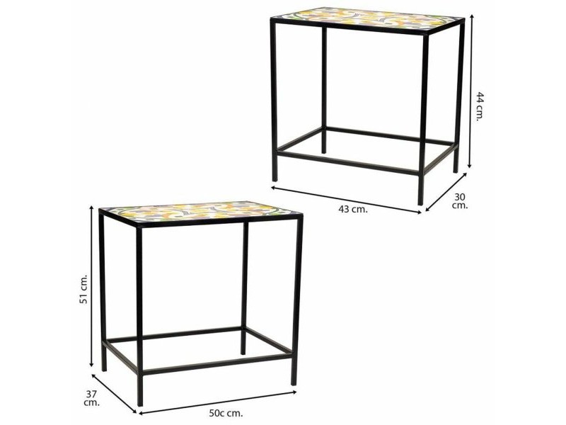Поставка за Саксия Alexandra House Living Черен Желязо Плочка 37 x 51 x 50 cm 2 Части