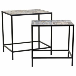 Поставка за Саксия Alexandra House Living Черен Желязо Плочка 37 x 51 x 50 cm 2 Части