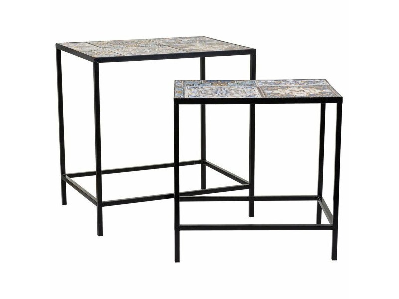 Поставка за Саксия Alexandra House Living Черен Желязо Плочка 37 x 51 x 50 cm 2 Части