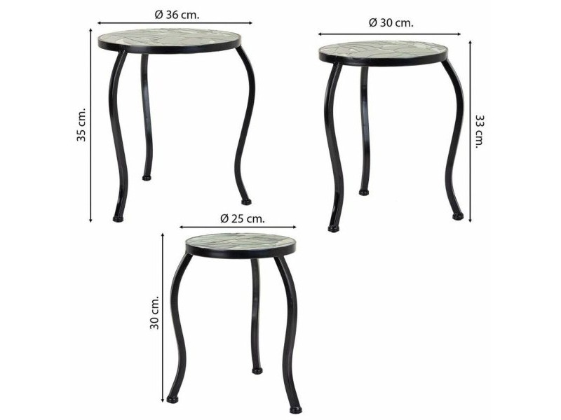 Поставка за Саксия Alexandra House Living Черен Желязо Плочка 35 x 36 x 35 cm 3 Части