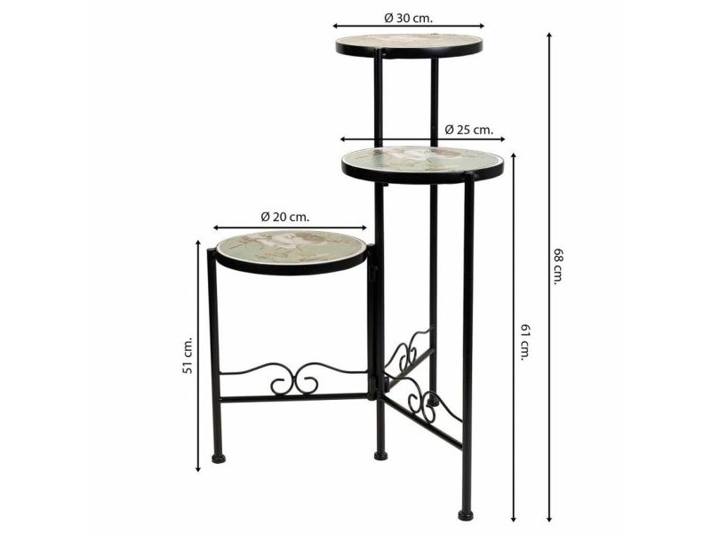 Поставка за Саксия Alexandra House Living Черен Желязо Плочка 30 x 68 x 30 cm