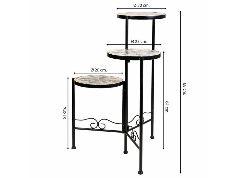 Поставка за Саксия Alexandra House Living Черен Желязо Плочка 30 x 68 x 30 cm