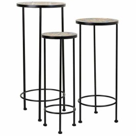 Поставка за Саксия Alexandra House Living Черен Желязо Плочка 30 x 68 x 30 cm 3 Части